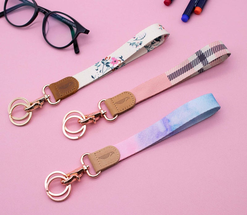 POCKT Lanyard for Keys Wristlet Strap Key Chain Holder for Men and Women - Cool Hand Wrist Lanyards for Keys and Wallets | Pink Plaid - Image 4